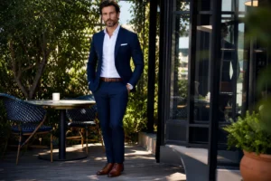 costume gris ou bleu