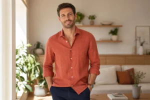 chemise homme terracotta