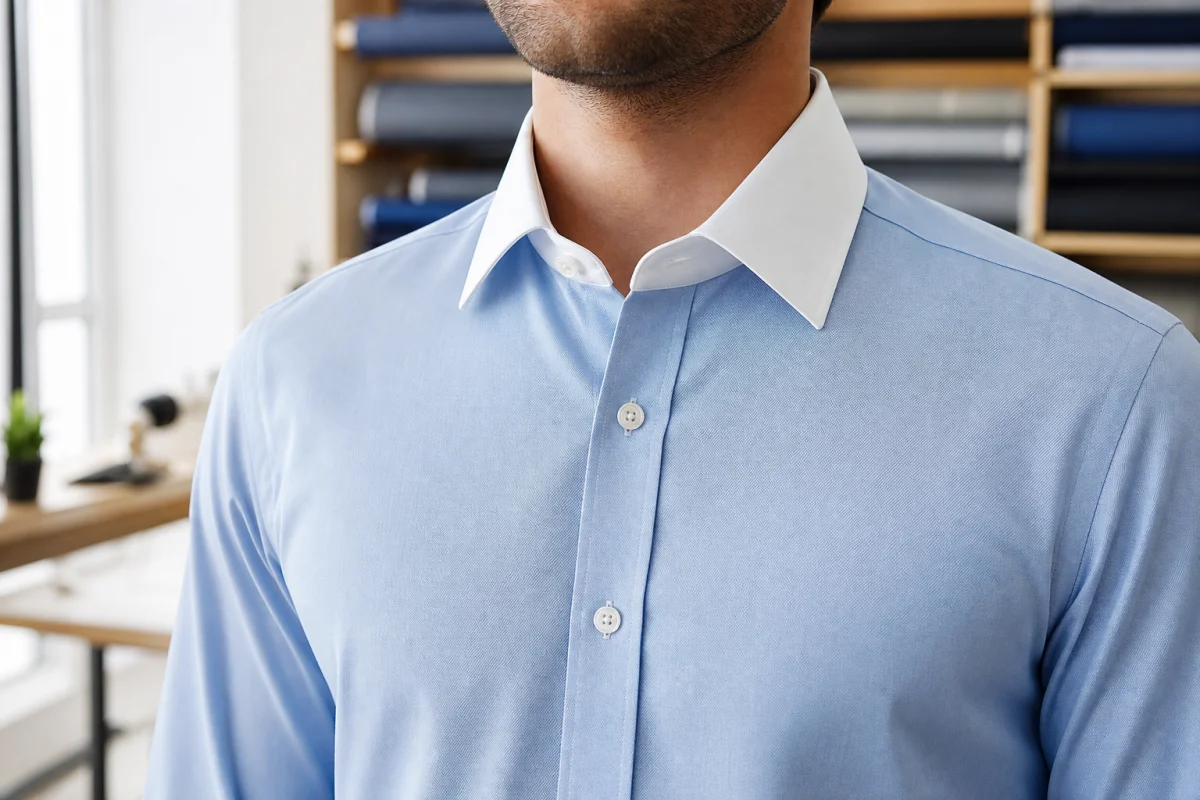 chemise bleue col blanc