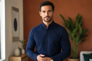 chemise col haut homme