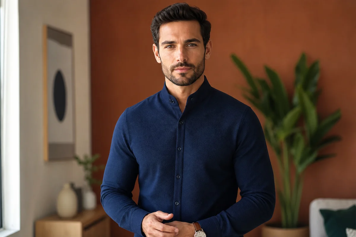 chemise col haut homme