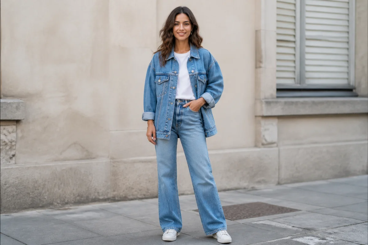 veste en jean oversize femme